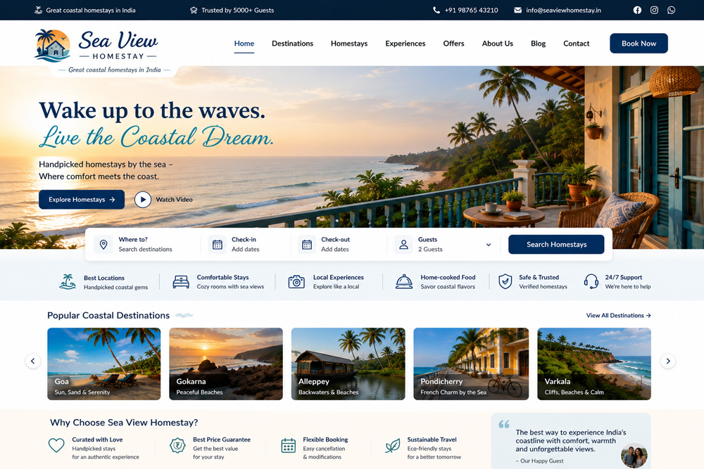 Best Website Designer for Homestay in Kolkata India