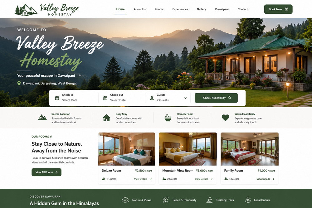 Best Website Designer for Homestay in Kolkata India